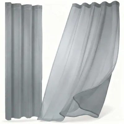 Image de Rideau de douche transparent Beautex Gardine, disponible avec fixation à volants ou à œillets, dimensions et couleur au choix, 290x250 cm, gris