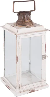 Imagen del producto de Lámpara de metal y vidrio, 19 x 19 x 43 cm, apta para jardín y uso en interiores