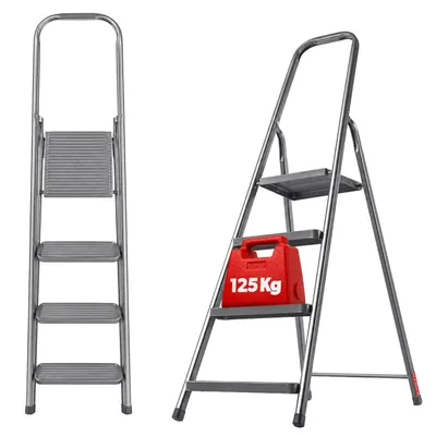 Produktbild von KADAX Stahlleiter mit Plattform, 4 Stufen, 125 kg