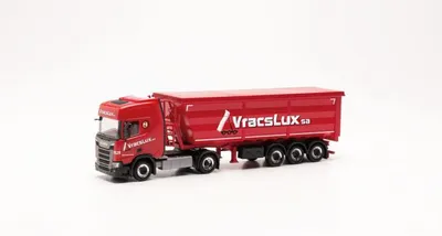 Produktbild von Herpa 316859 - 1/87 Scania CR 20 HD Stahlrundmulden-Sattelzug "Vracslux" - Neu