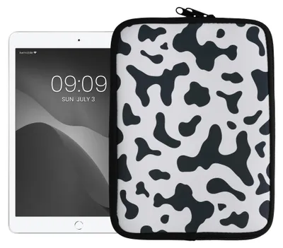 Produktbild von kwmobile Tablet Hülle kompatibel mit 9,7"-11" Tablet - Universal Neopren Tasche Cover Case - Schutzhülle Sleeve in Schwarz Weiß Kuhmuster