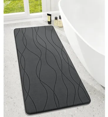 Productafbeelding van Badmat met geheugenschuim, antislip, wasbaar, zacht, absorberend, donkergrijs, 60x150 cm