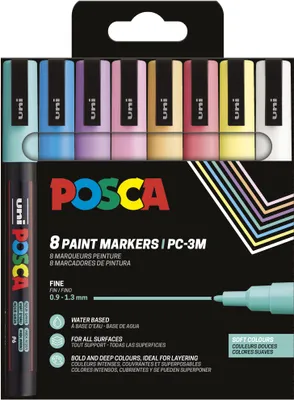 Produktbild von POSCA - Acrylmarker Set PC-3M 8 Pastellfarben