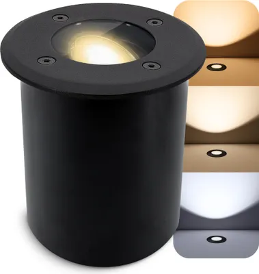 Produktbild von SSC-LUXon JUAVI Bodeneinbauleuchte aussen IP67 LED - Bodenstrahler schwarz matt 230V befahrbar - inkl. GU10 LED Lampe 3W LumiFLEX Lichtfarbe warm / neutral / kalt