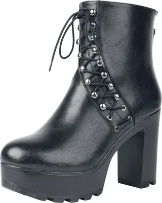 Produktbild von Black Premium by EMP Damen schwarze High Heels mit Plateau und Blockabsatz EU39