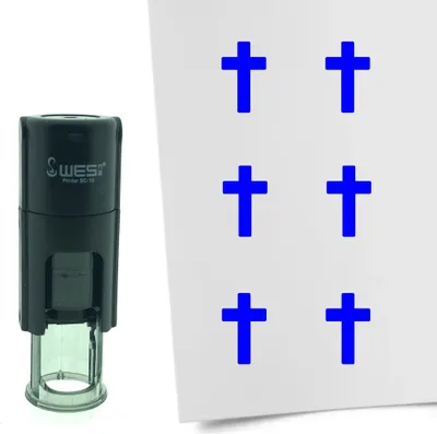Obrázek produktu pro CombiCraft Razítko Kříž / Křesťanství 10mm kulaté - Modrý inkoust