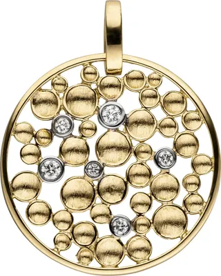 Produktbild von Anhänger Kreis Ø 23,4mm 6 Brillanten 585 Gold Gelbgold rund Tropfen-Muster