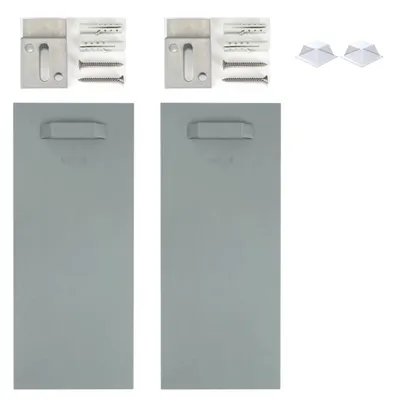 Produktbild von Selbstklebendes Befestigungsset Bilderhalter Haftbleche - 2x Halter 300x100mm + 2x Z-Haken + 2x Silikonpuffer