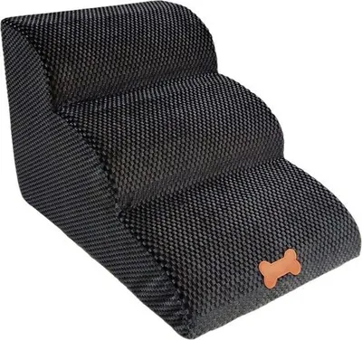 Produktbild von Famanu Hundetreppe 3-Stufen Treppe für Hunde und Katzen - Plüschbezug - Tragbar - Abnehmbar - Waschbar