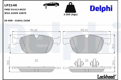Produktbild von DELPHI Bremsbeläge Satz Vorne Bremsklötze für VOLVO XC60 (156) LP2140