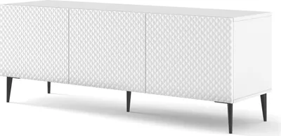 Obrázok produktu pre FURNLUX TV stolík Ravenna C biely a lesklý bielo-čierny 150 cm / Hlavná farba: biela / Rozmery: 150 x 56 x 42 cm