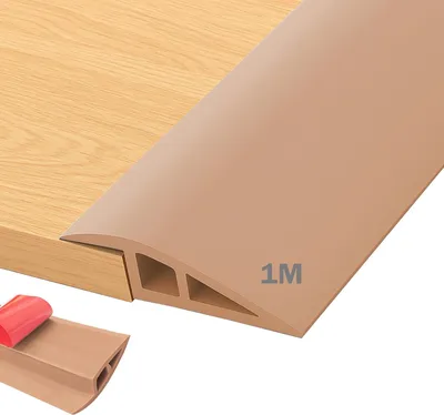 Produktbild von Selbstklebendes PVC-Übergangsprofil, 1M x 7CM, Übergangsprofil mit Höhenverstellung 15MM, Fußbodentrennwandsystem, Holz-Laminaat Übergang (braun)