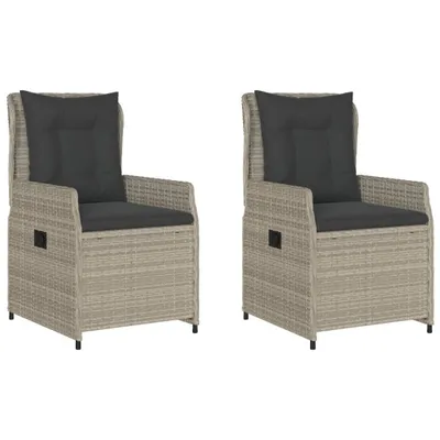 Produktbild von Gartensessel 2 Stk. Verstellbar Hellgrau Poly Rattan