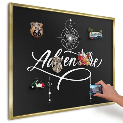 Produktbild von Magnettafel 80x60 cm mit goldenem Rahmen - Magnetische Metalltafel, Magnetpinnwand zur Wandmontage für Wohnzimmer, Küche, Flur, Kinderzimmer und Büro - Reiseinspiration