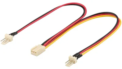 Zdjęcie produktu dla goobay Internes PC Stromkabel 2 x 3 Pin Stecker auf 3 Pin Buchse schwarz gelb/rot 0,2 m (Bulk)