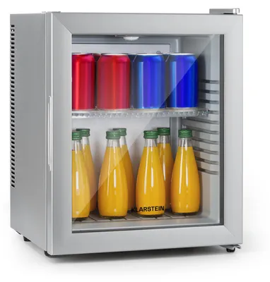 Obrázok produktu pre Klarstein Chladnička, mini chladnička so sklenenými dverami, 23 litrov, 12-18°C, mini chladnička na nápoje, občerstvenie a kozmetiku, malá a tichá chladnička, nastaviteľné police, malá chladnička na prípravky pre starostlivosť o pleť
