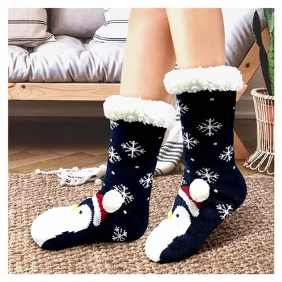 Produktbild von Weihnachtssocken für Damen und Herren, Kuschelsocken für die Weihnachtszeit, Socken für Erwachsene, Hüttensocken, Weihnachtsgeschenke, Weihnachtsdekoration zum Aufhängen am Kamin oder Weihnachtsbaum