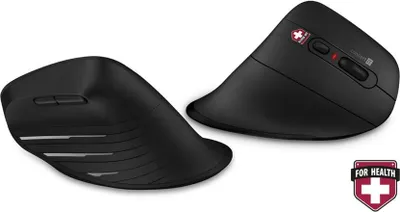 Produktbild von Connect IT Verti TriMode, rechts, Vertikale Ausführung, Optisch, Bluetooth + USB Type-A, 2400 DPI, Schwarz