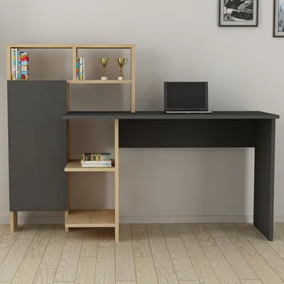 Immagine prodotto di Cremella - Scrivania, 136x60x112h cm Nero Antracite, 6 Ripiani