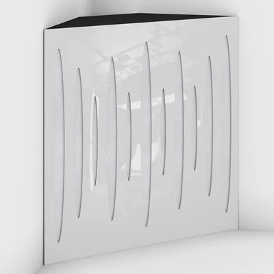 Produktbild von 2er-Pack – Akustik-Bassfalle "Pulse-F" mit Samtstoff zur Montage in der Ecke unter der Decke |50x50x15 cm | [PULSE-15 Weißer Kunststoff|Weiß]