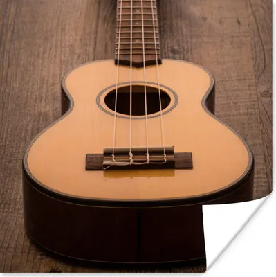 Produktbild von MuchoWow® Poster Akustische Gitarre auf einem Holztisch 100x100 cm - Babyzimmer