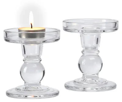 Kerzenhalter Glas Set 2er, 8,5x8,5 cm, transparent