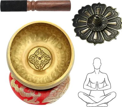 Productafbeelding van Klankschalenset voor meditatie en ontspanning - Ø 8 cm klankschaal klein met klepel, kussen en wierookvat