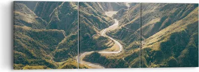 Produktbild von Bild auf Leinwand - Leinwandbild - 3 Teile - Berge Weg Wald - 90x30cm - Wand Bild - Wanddeko - Wandbilder - Leinwanddruck - Bilder - Wanddekoration - Leinwand bilder - Wandbild - CA90x30-4700