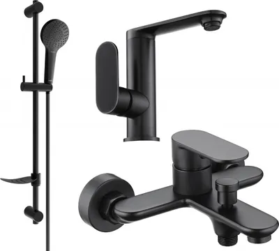 Produktbild von Mexen Milo DF05 Badewannenset, Schwarz - 713053DF05-70