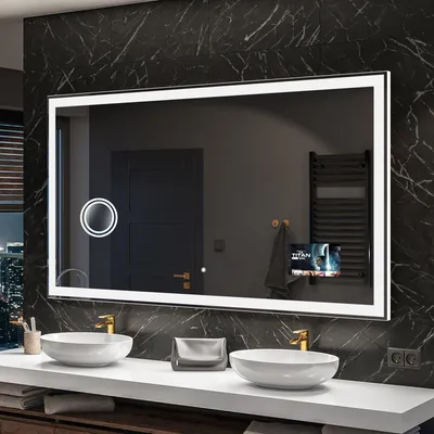 Produktbild von Artforma Badspiegel SMART 120x60 cm - mit LED Beleuchtung - LED Farbe Kaltweiß 7000K - Individuell Nach Maß - Beleuchtet Wandspiegel Lichtspiegel Badezimmerspiegel | Lichtschalter: Touch Schalter |SLED001