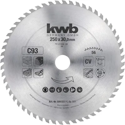 Zdjęcie produktu dla Brzeszczot tarczowy kwb 250 x 30 mm, 56 zębów – drewno opałowe, drewno budowlane
