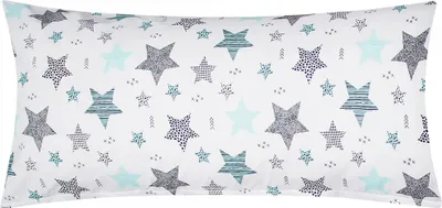 Produktbild von 1 x Kissenbezug in 40x80 cm Renforcé 100% Baumwolle - Sterne mit Punkten und kreisen - Kopfkissen-Bezug, Kissenhülle, Dekokissenbezug (1-Stück-560/1-40x80)