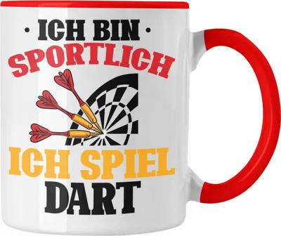 Produktbild von Trendation - Darts Tasse Geschenk Dartspieler Ich bin Sportlich Ich Spiel Dart Lustiger Spruch Geschenkidee (Rot)