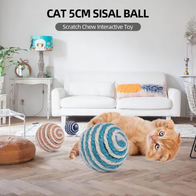 Obrázek produktu pro Hračka pro kočky Sisalový míč 5 cm Cat Scratcher Žvýkací interaktivní hračka pro kočky Žvýkací pet