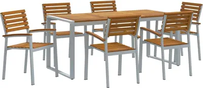 Produktbild von vidaXL Garten Essgruppe 7 pcs Grau Massivholz Akazie