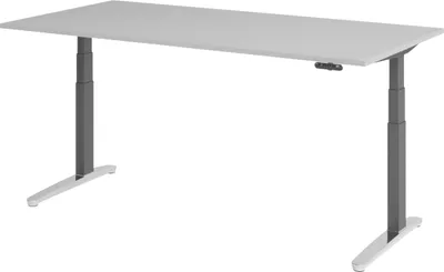 Produktbild von bümö Schreibtisch elektrisch XBHM - Nachbildung: Grau, Größe:  200 x 100 cm, Gestell: Graphit/Alu poliert