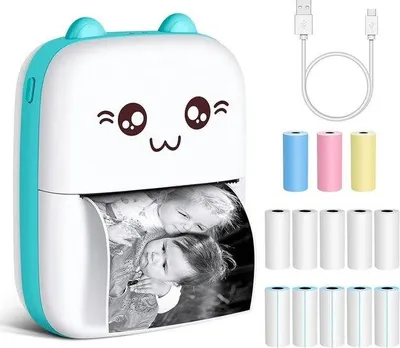 Produktbild von Equivera Mini-Drucker – Starterpaket – Taschendrucker – Tragbarer Drucker – Mobiler Drucker – Fotodrucker