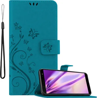Obrázek produktu pro Cadorabo pouzdro pro Samsung Galaxy J6 2018 Blue Protective Cover Pouzdro na mobilní telefon Flowers Flower