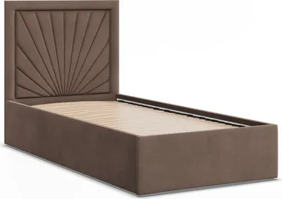 Produktbild von Polsterbett 90x200 VASTO ohne Bettkasten mit Holzlattenrost, Einzelbett mit Kopfteil Braun