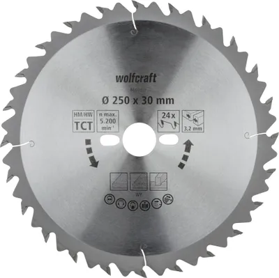 Produktbild von Wolfcraft Kreissägeblatt Serie grün Ø 250 mm Bohrung Ø 30 mm