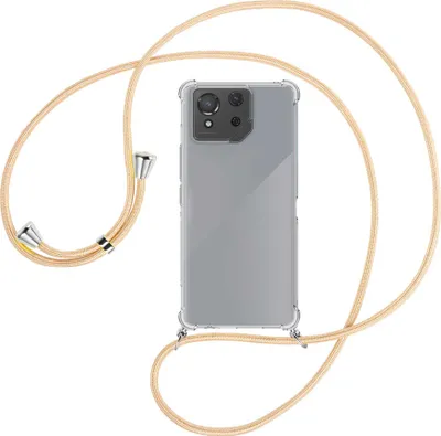 Produktbild von Handykette Backcover-Schutzhülle mit Band (Metall silberfarben) für Asus ROG Phone 8 - Goldkordel