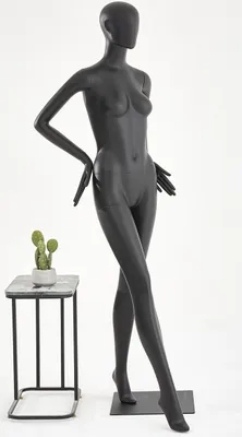 Produktbild von D7-8 schöne Frau schwarz Eurotondisplay Weibliche Schaufensterpuppe Frau stehend matt lackiert Frau Ohren geformt Schick und Elegant Hochwertig