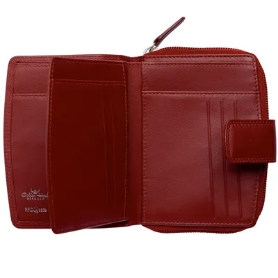 Zdjęcie produktu dla Złoty portfel skórzany Polo RFID Protect Billfold Coin Wallet Czerwony czerwony
