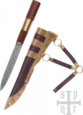 Produktbild von Wikinger-Messer aus Damaststahl mit Holz-/Messinggriff