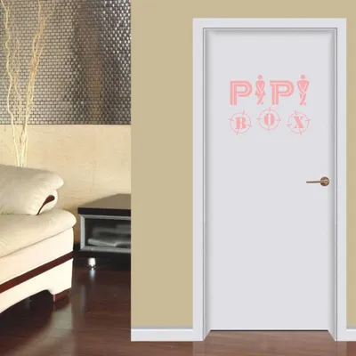 Produktbild von Wandtattoo - Wandaufkleber - Tür- Wandtattoo "Pipi Box" - 30cm x 22cm hellrosa - Dekoration Küche Wohnzimmer Wand