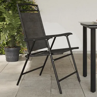 Produktbild von PUEAZU Klappstühle, 2 Stück, meliertes Grau, Stahl und Textilene - Gartenstühle &31085