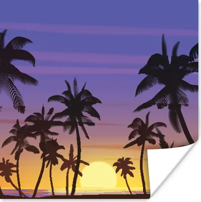 Produktbild von MuchoWow® Poster Sonne - Palme - Meer 100x100 cm - Babyzimmer