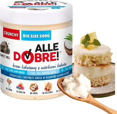 Produktbild von Kokoscreme Mit Kokosraspeln - 500g - Zuckerfrei - Mit Sheabutter - Kokoscreme Gesundheit