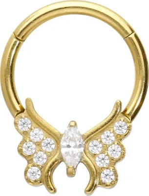 Produktbild von Ohrpiercing, Nasenpiercing, Septum Piercing Titan Segmentring Clicker KRISTALLSCHMETTERLING