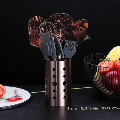 Immagine prodotto di Set di utensili da cucina - set da 13 pezzi - acciaio inox - oro rosa